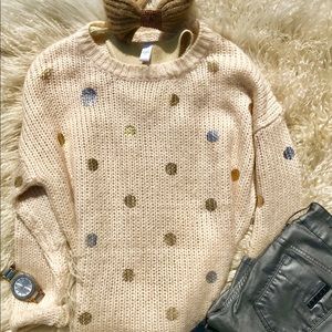 POL Cream Metallic Sweater